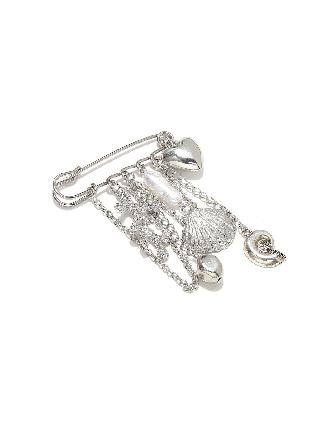 Brovia - Retro Inspired Heart Charm Tassel Brooch