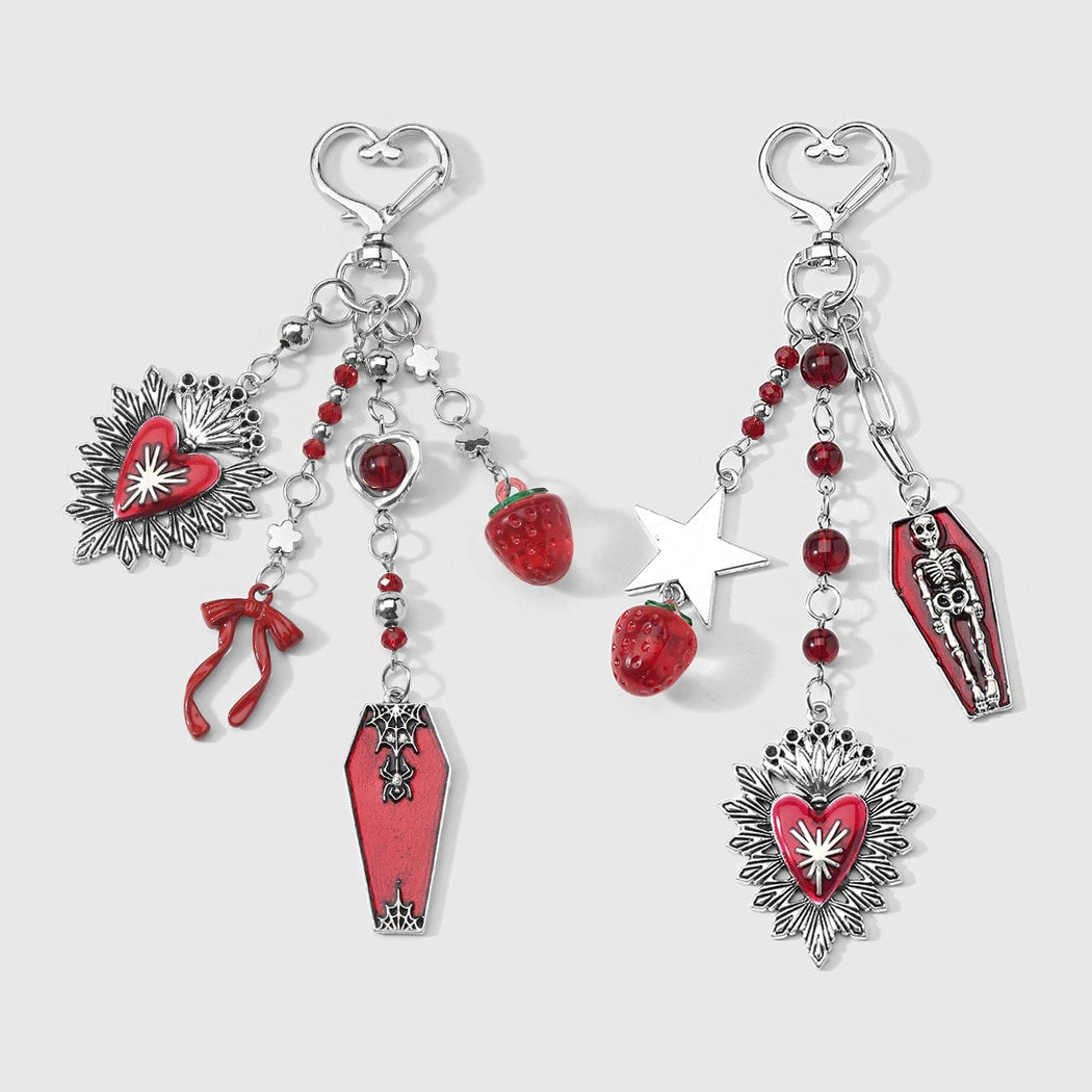 Keypus - Pink Halloween Heart and Coffin Design Keychain