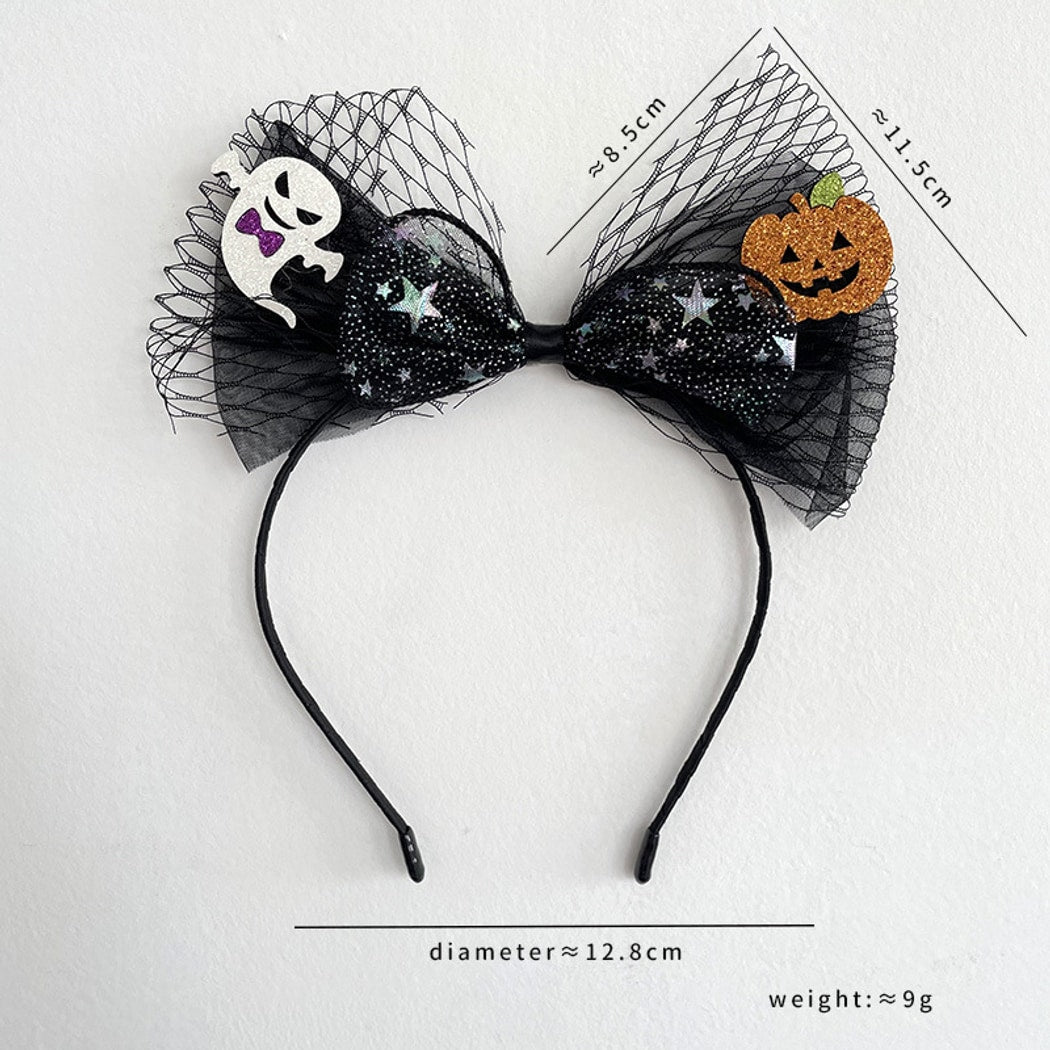 Gifty - Halloween Pumpkin Ghost Lace Dress-Up Headband