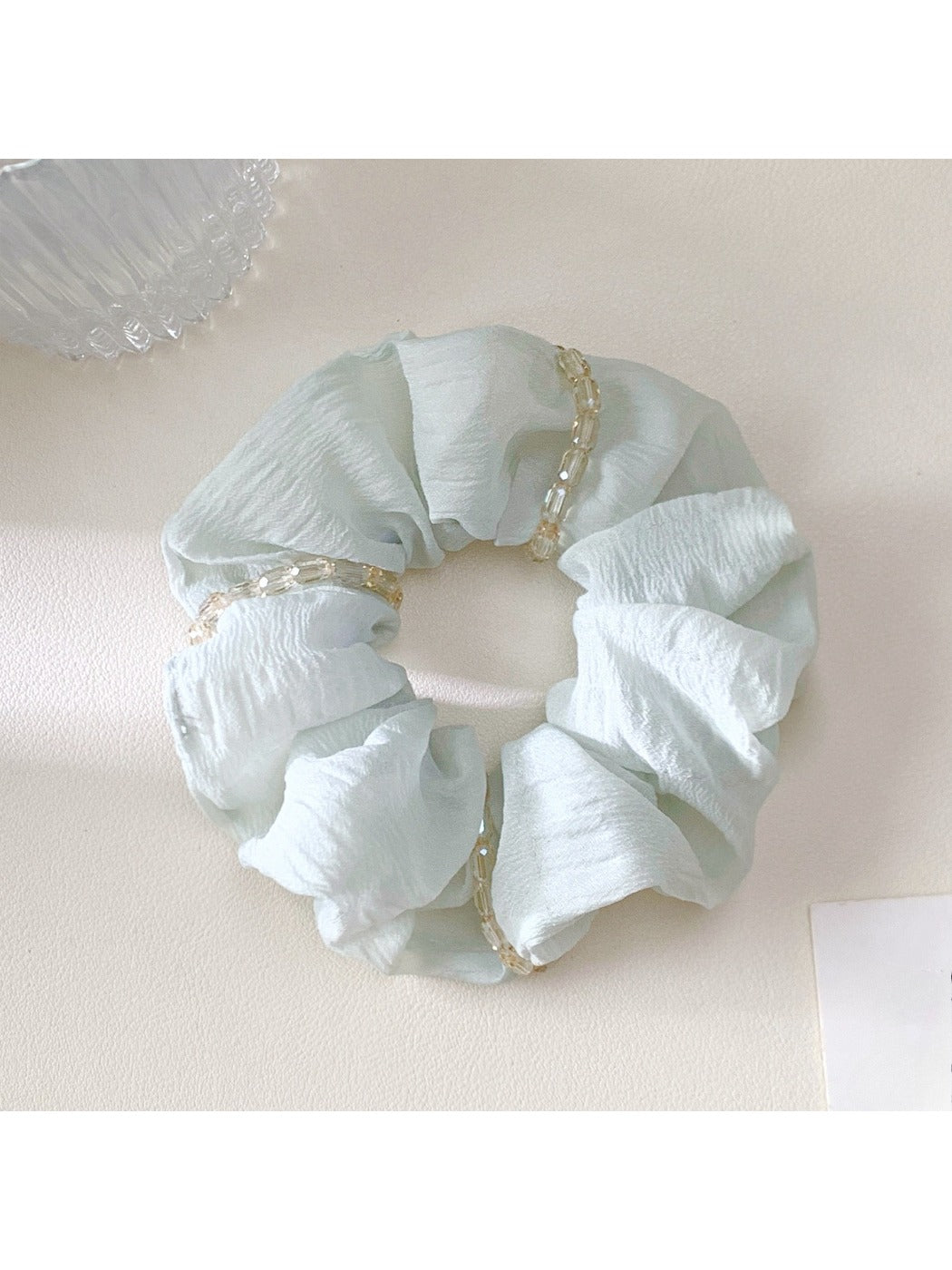 Close-up of Gifty fresh clean minimalist scrunchie showing fabric texture