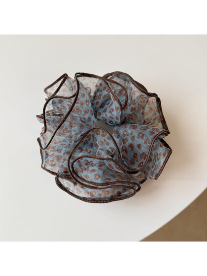 Gifty - Printed Four-Layer Mesh Ruffled Hair Scrunchie
