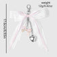 Keypus - Pink Lace Bow Heart Charm Keychain
