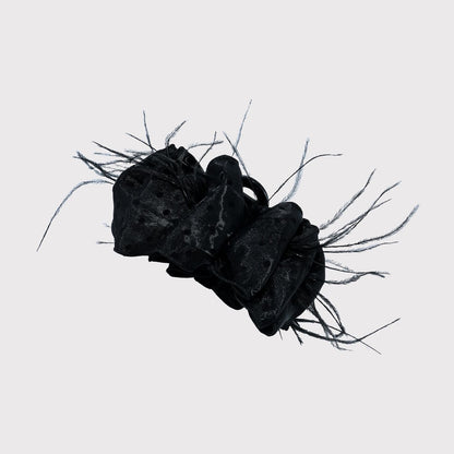 Beau - Black Feather Trim Fashion Claw Clip