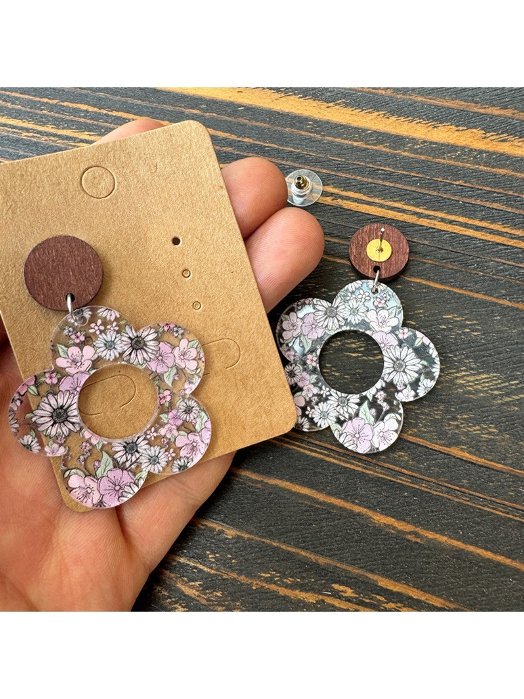 Earedge - Printed Daisy Patchwork Earrings