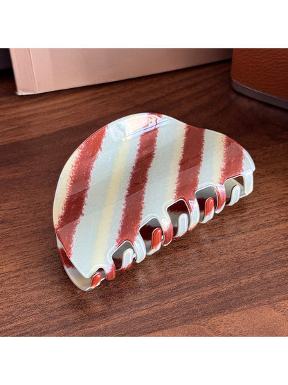 Beau - Fashionable Striped Hair Claw Clip for High Ponytail and Bun