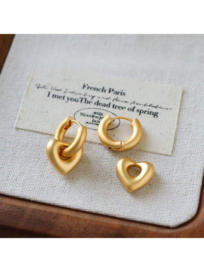 Earedge - Geometric Heart Design Fashion Earrings