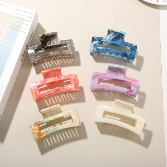 Beau - Marble Pattern Rectangle PS Hair Claw Clip