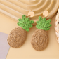 Earedge - Pineapple Raffia Alloy Drop Earrings