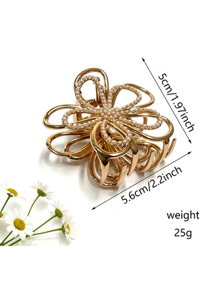 Beau - Petal Shape Rhinestone Hair Claw Clip