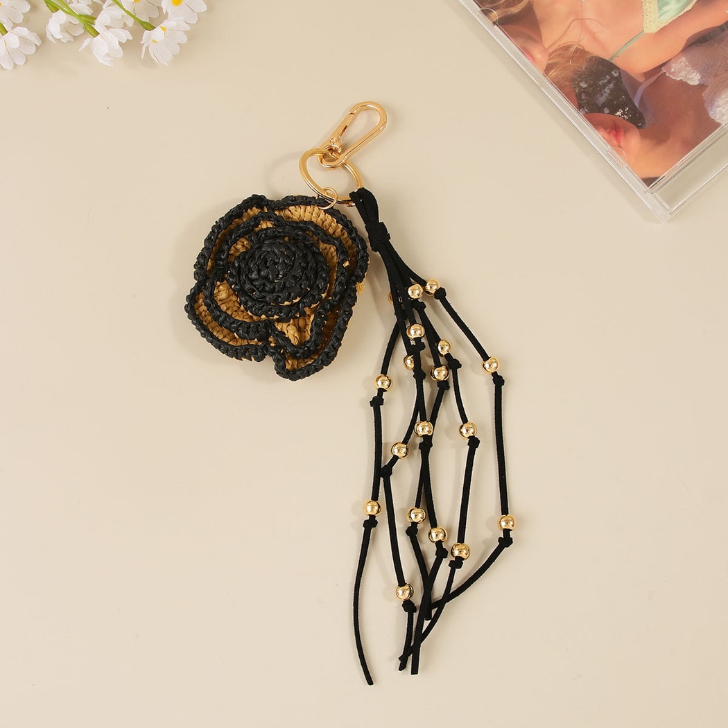 Keypus - Raffia Flower Tassel Bag Charm Keychain