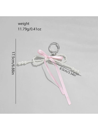 Keypus - Beaded Ribbon Bow Pendant Key Ring Keychain