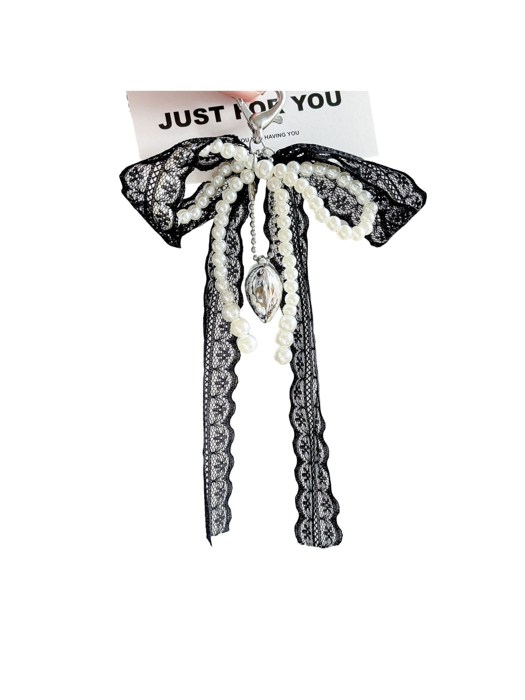 Keypus - Sweet Beaded Bow and Heart Decorative Keychain