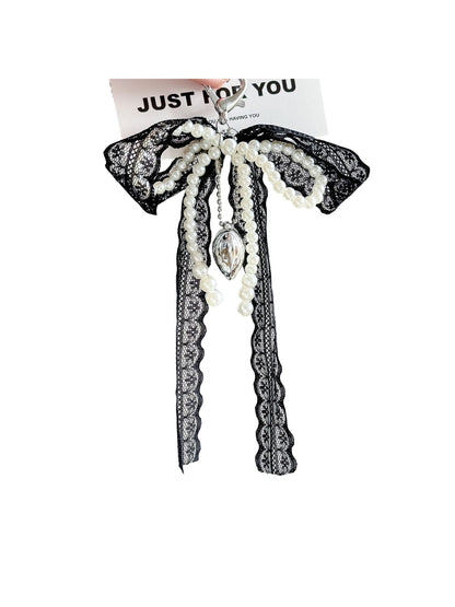 Keypus - Sweet Beaded Bow and Heart Decorative Keychain