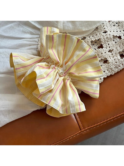 Gifty - Double Sided Pink Yellow Striped Scrunchies