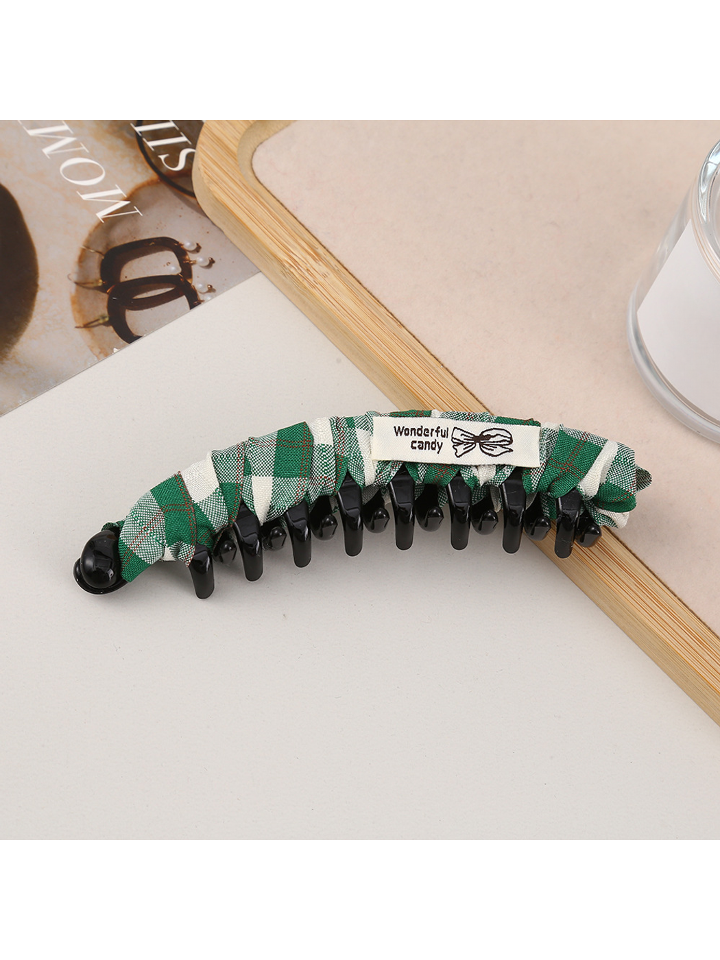 Beau - Retro Plaid Curved Hair Styling Banana Clip