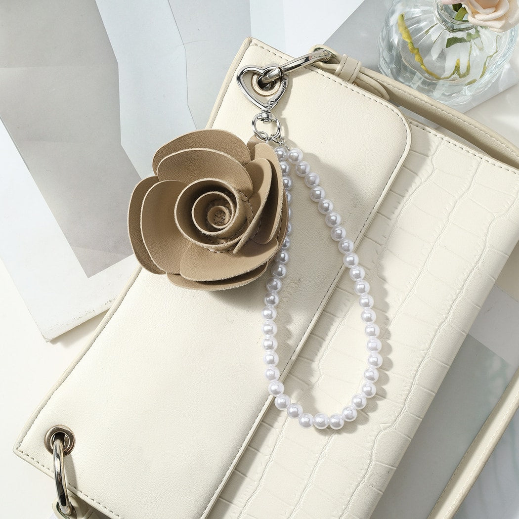 Keypus - Rose Design Heart Loop Beaded Keychain