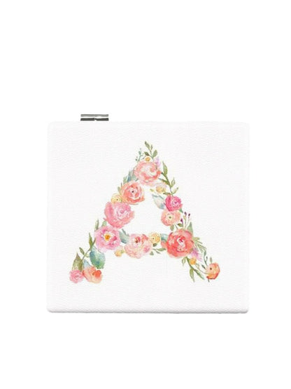Mirroray - Elegant Floral Letter Print Compact Mirror
