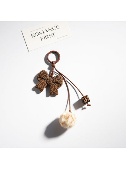 Keypus - Leopard Print Heart Shaped Bow Keychain