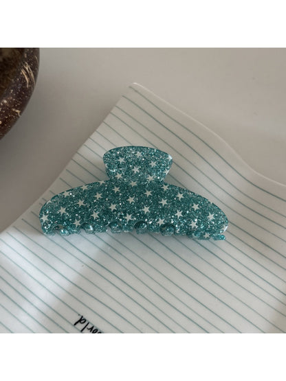 Beau - Glitter Star Pattern Acrylic Arc Claw Clip