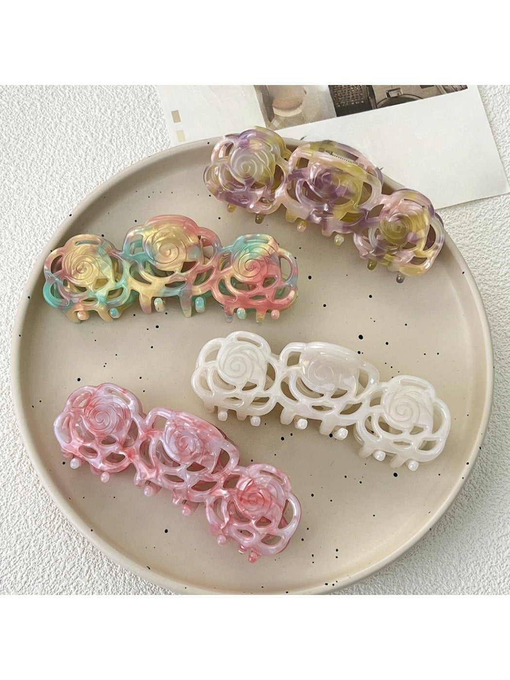 Beau - Pretty Rose Shaped Acetate Hair Clip