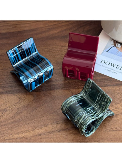 Beau - Textured Striped Acetate Elegant Ponytail Clip