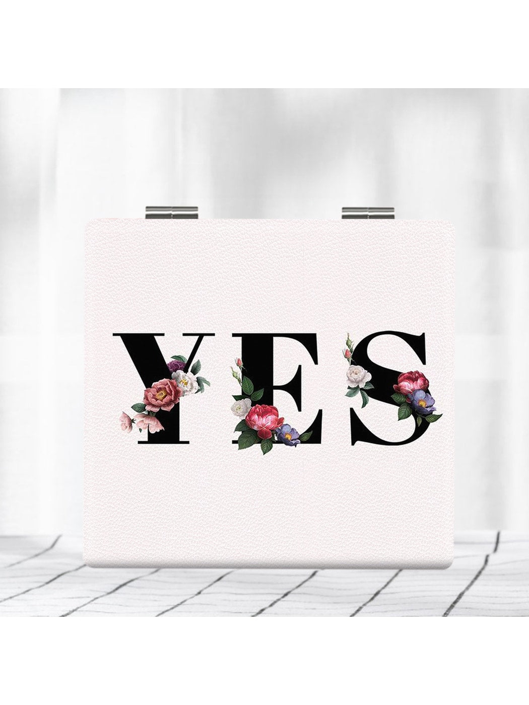 Mirroray - Decorative Floral Print Portable Makeup Mirror