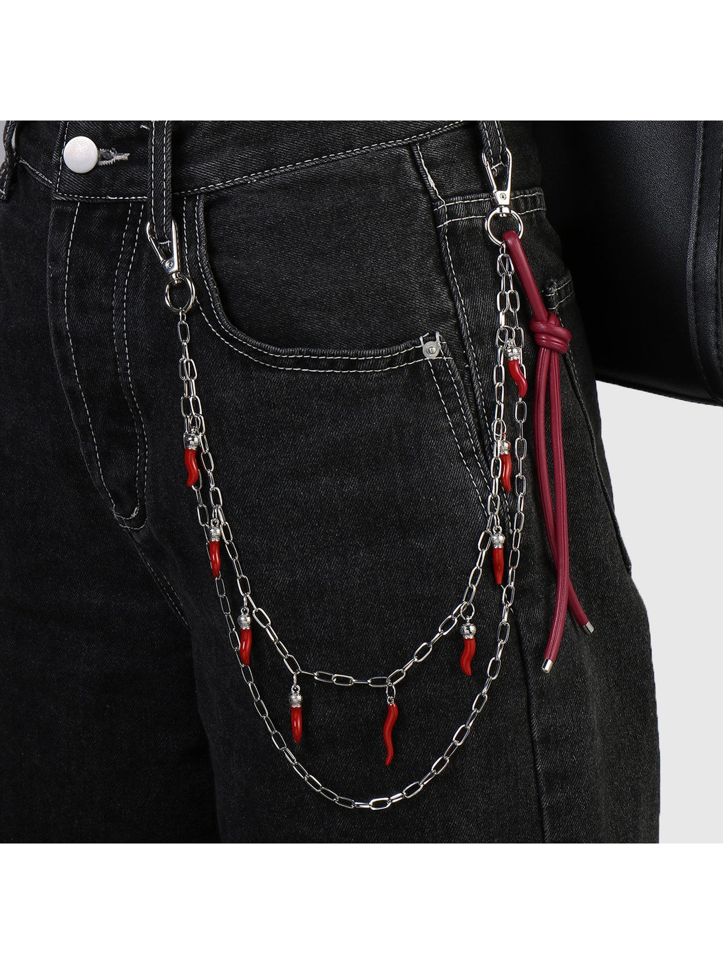 Keypus - Y2K Silver Chain Chili Charm Keychain