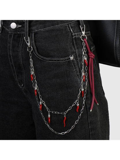 Keypus - Y2K Silver Chain Chili Charm Keychain
