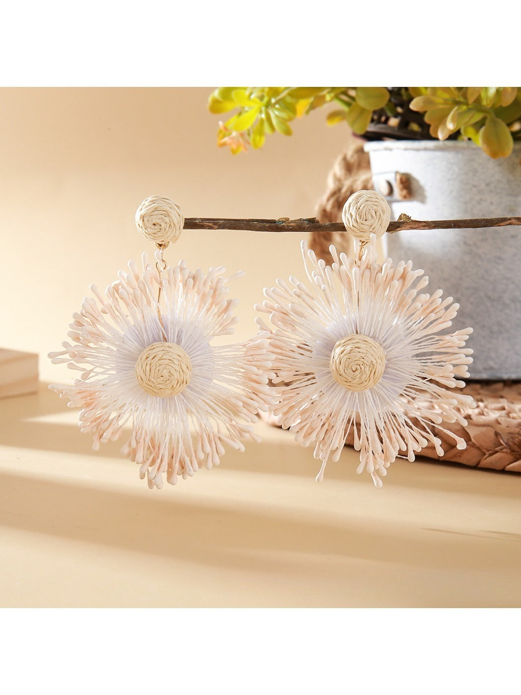 Sweet Flower Firework Shaped Earrings in a jewelry box with soft lighting