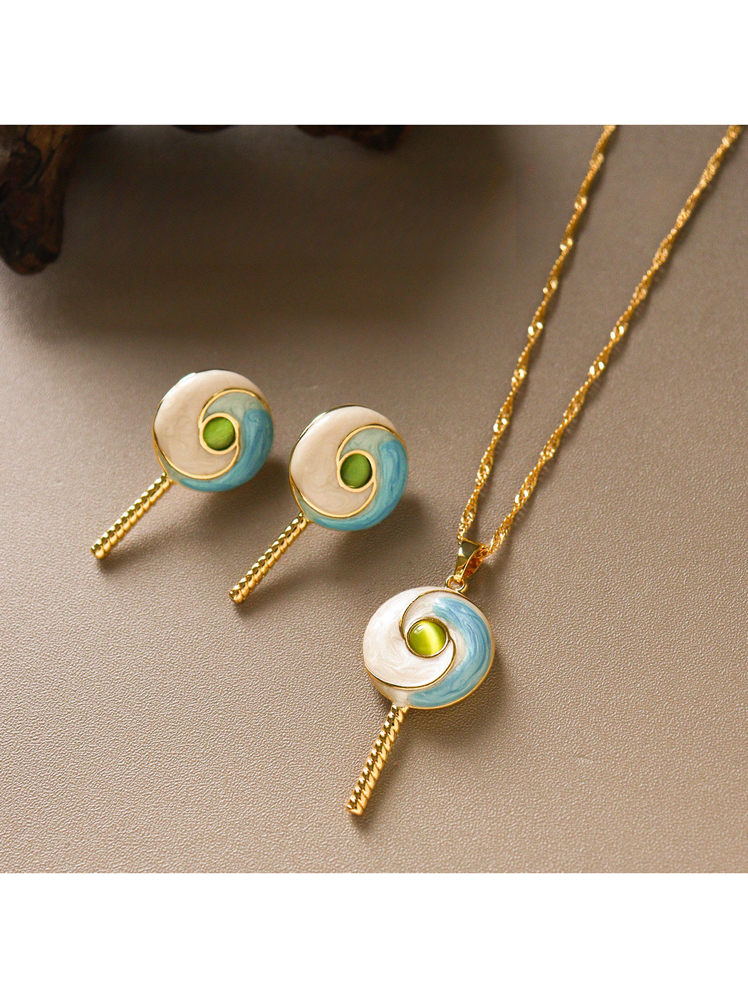 Earedge - Round Candy Design Oil Drip Stud Earrings