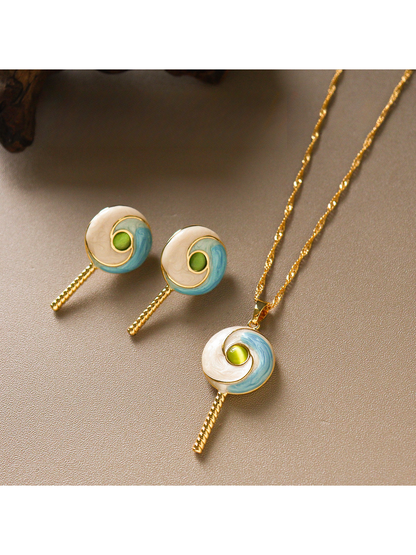 Earedge - Round Candy Design Oil Drip Stud Earrings