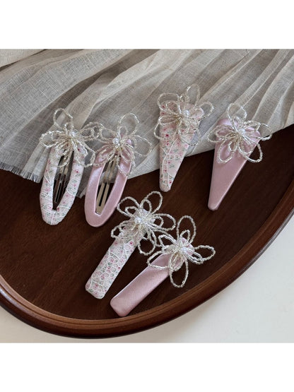Beau - Beaded Flower Irregular Hair Clip