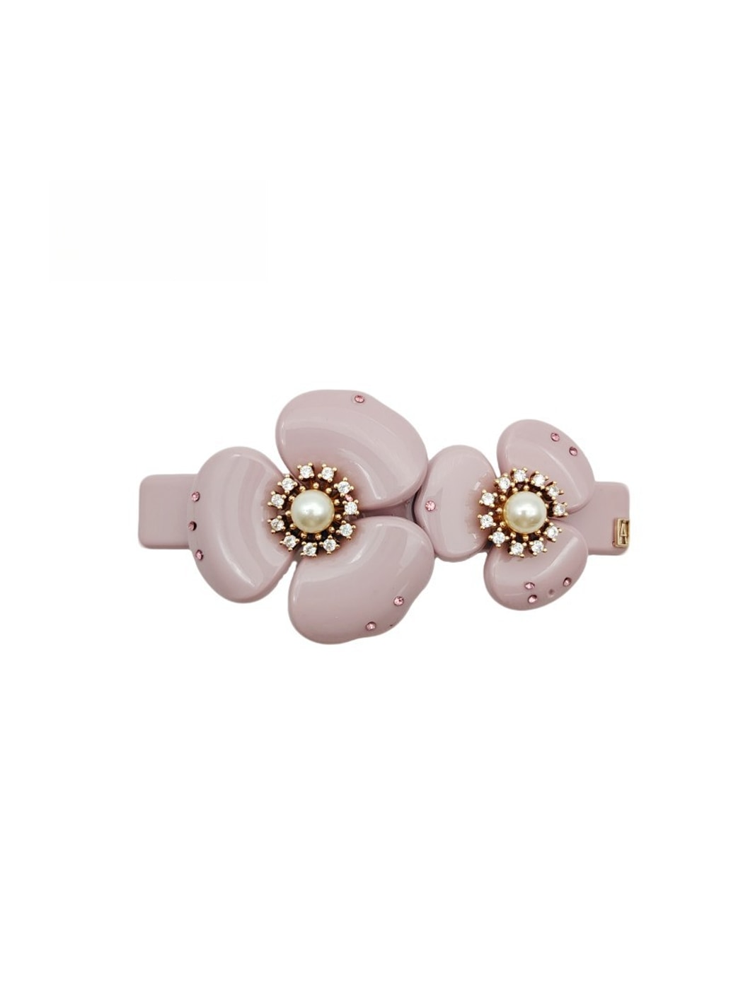 Beau - Glossy Acetate Flower Detail Alloy French Barrette