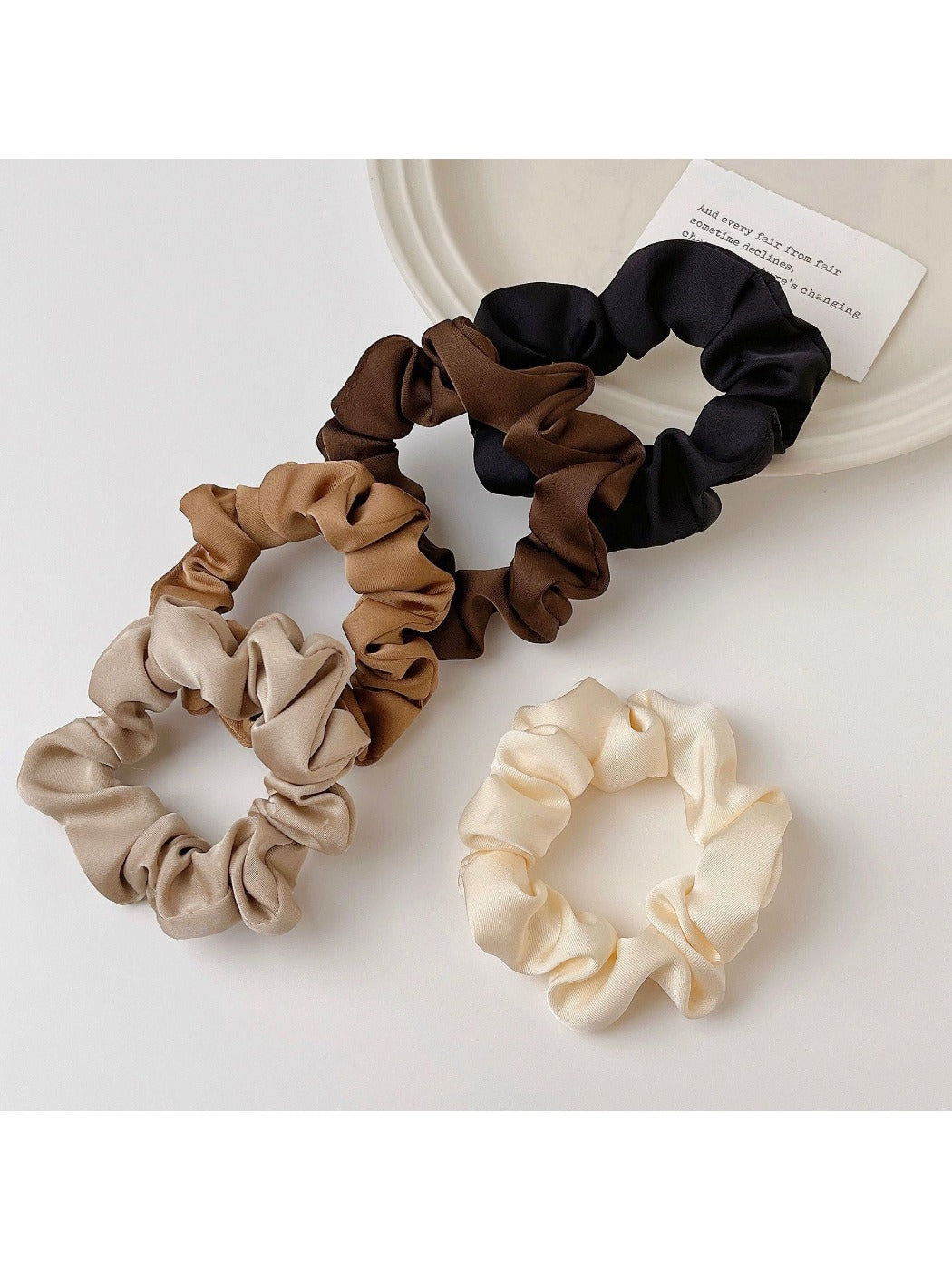 Gifty - 5PCS Colorful Satin Hair Scrunchies Set