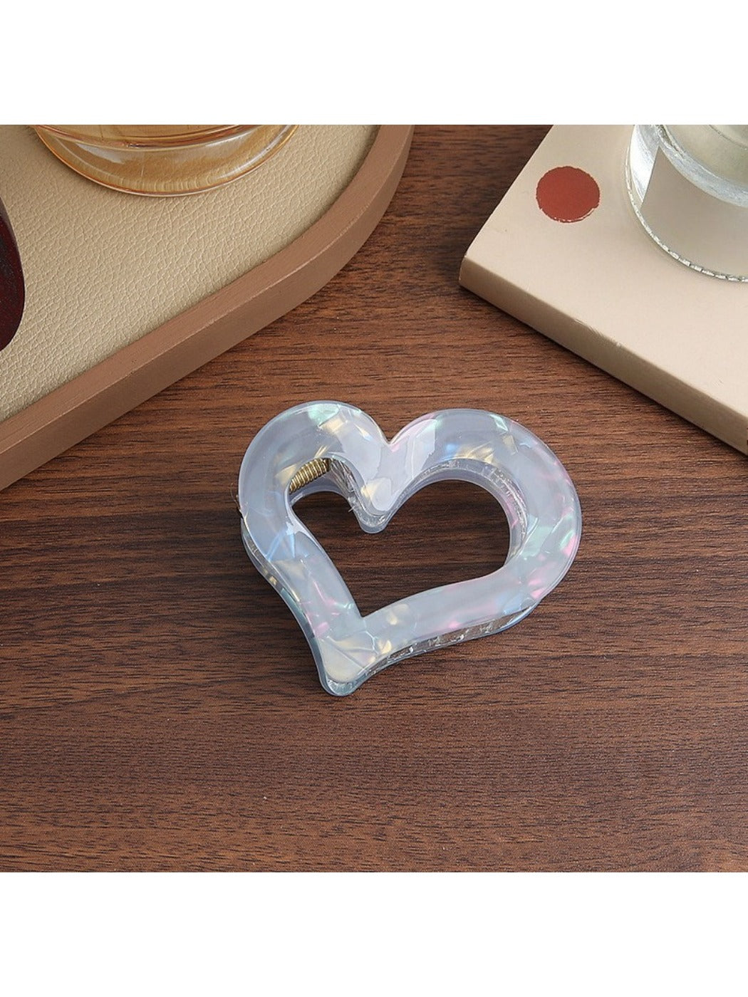 Beau - Iridescent Heart Shaped Claw Clip