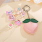 Keypus - Cartoon Peach Faux Leather Bag Charm Keychain