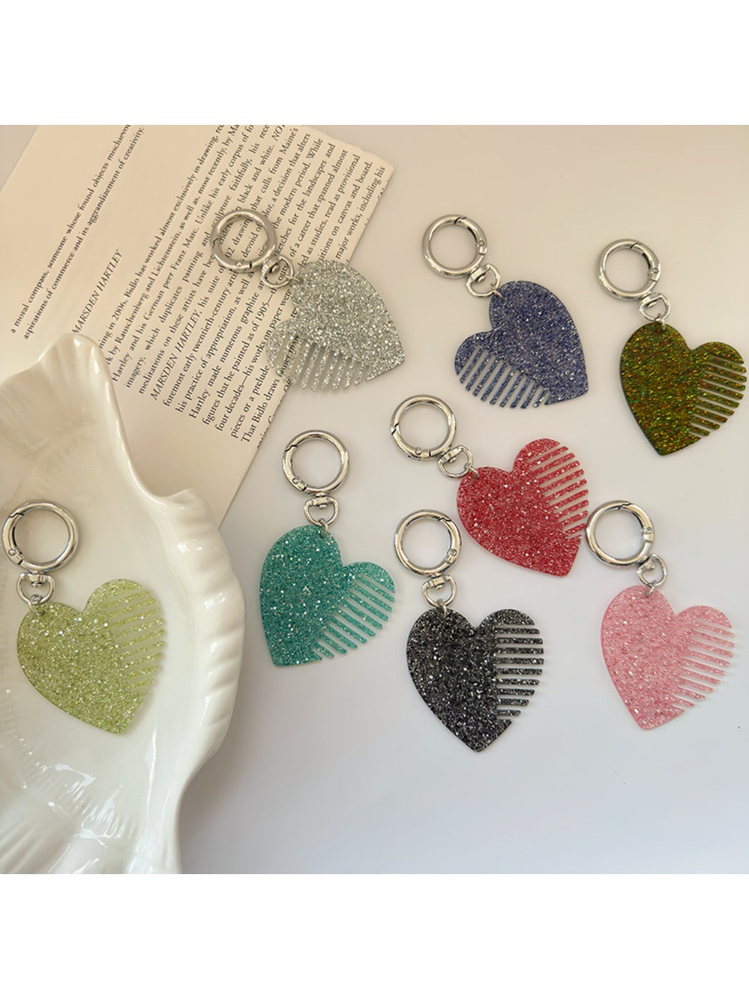 Keypus - Sparkling Heart Comb Keychain