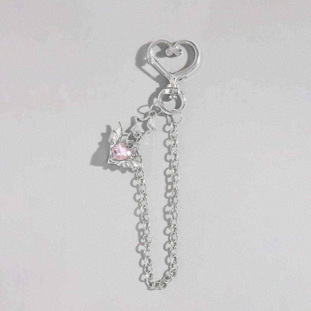 Keypus - Hollow Star and Heart Pendant Keychain