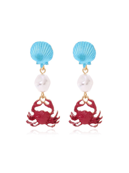 Earedge - Painted Ocean Animal Layered Dangle Earrings