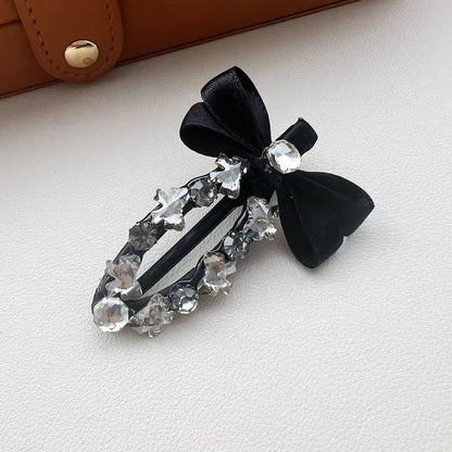 Beau - Ribbon Bow Rhinestone Accent Hair Clip