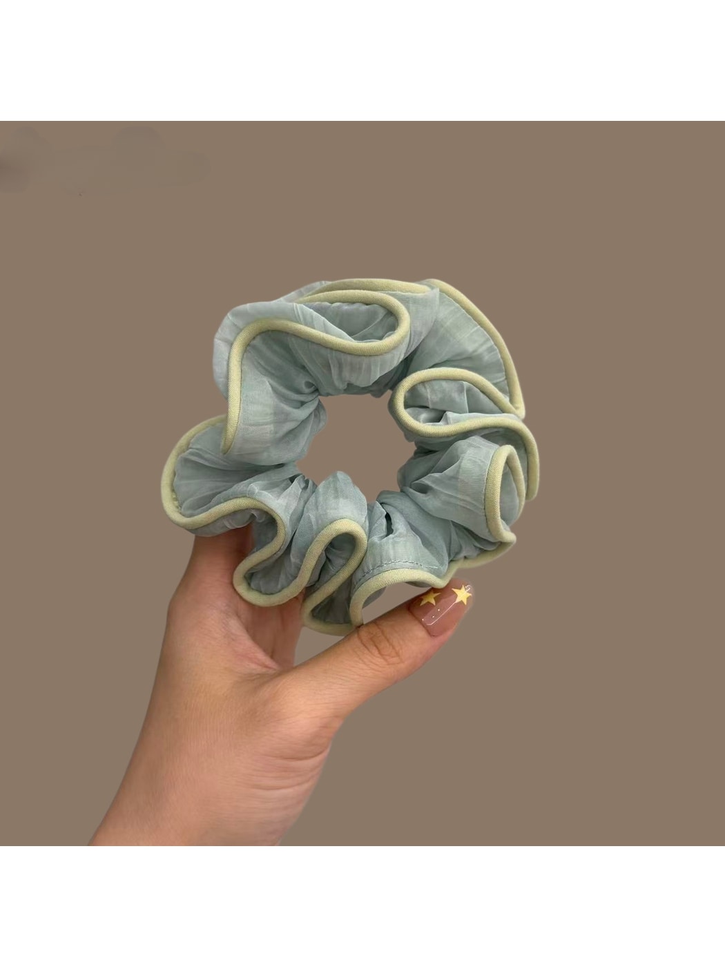 Gifty - Round Mesh Trim Polyester Scrunchie