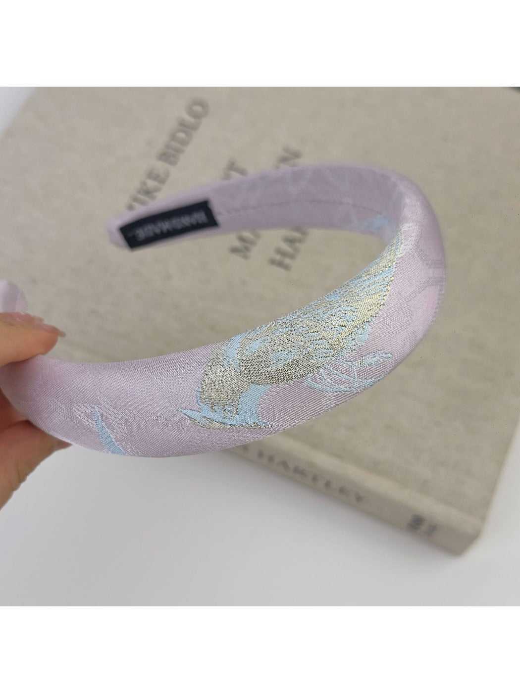 Close-up of stitching and fabric quality on Gifty embroidered flower headband