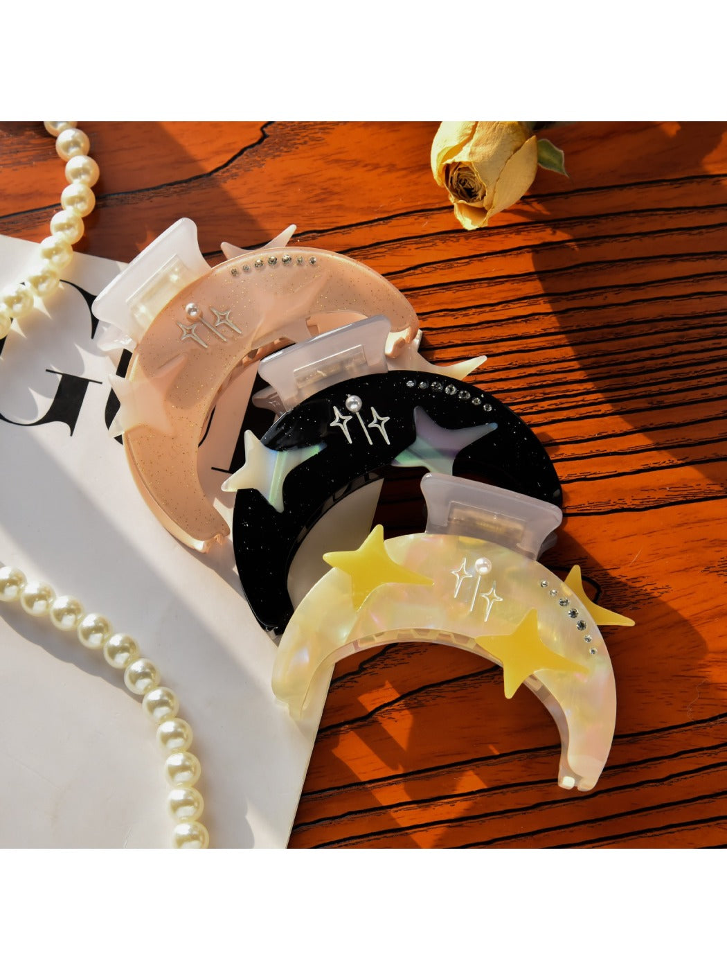 Beau - Starry Sky Moon Shaped Hairpin