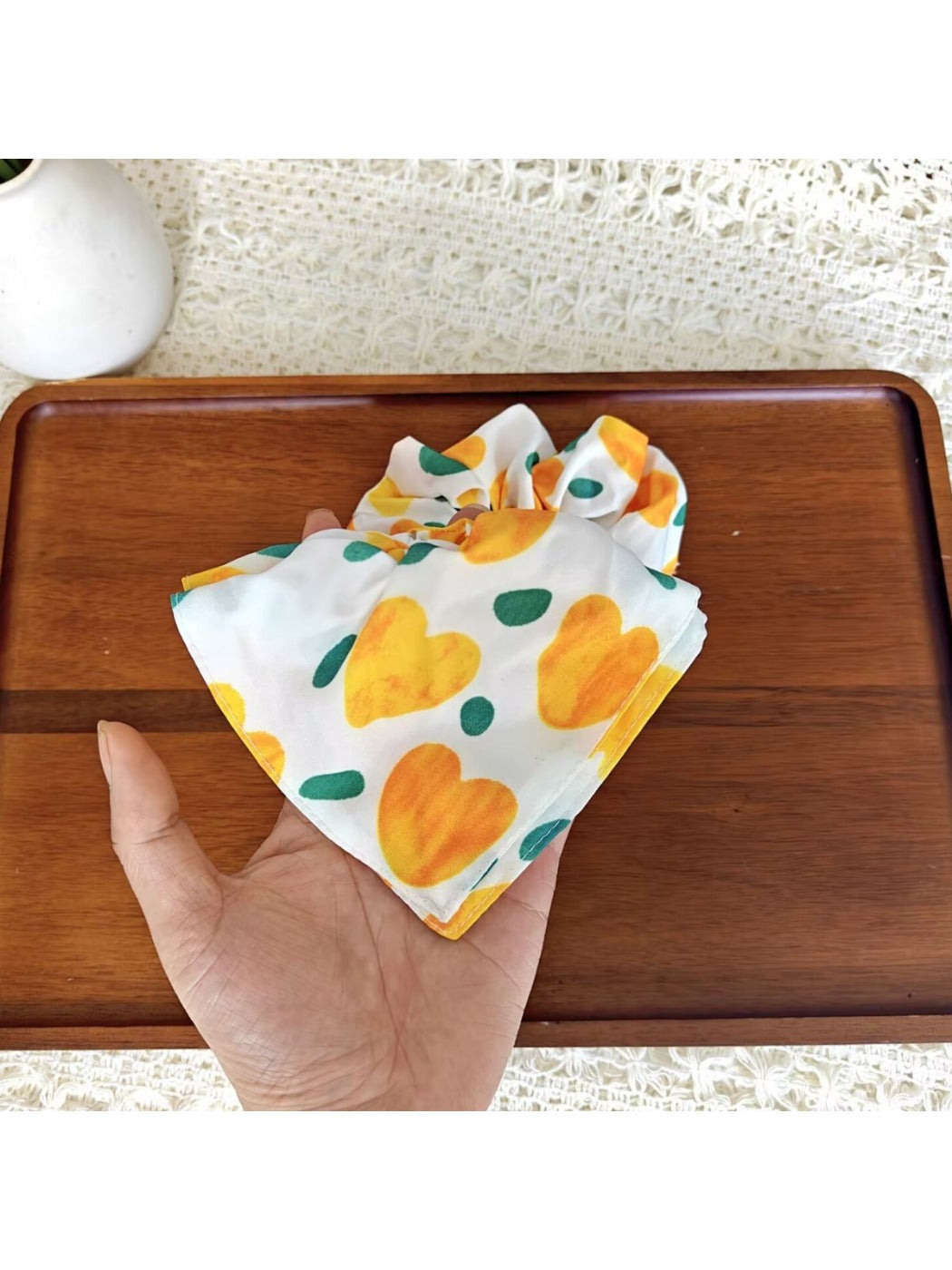 Gifty - Cartoon Heart Print Polyester Scrunchie