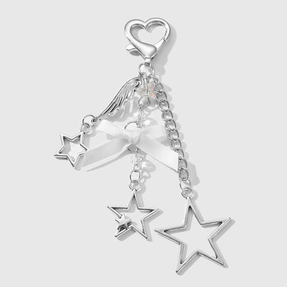 Keypus - Y2K Silver Tone Star Bow Keychain