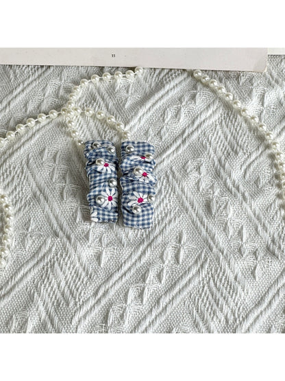 Gifty - Polyester Daisy Gingham Ruffled Fabric Scrunchie