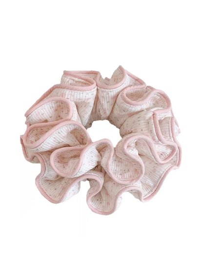 Gifty - Floral Ruffle Trim Polyester Ponytail Scrunchie
