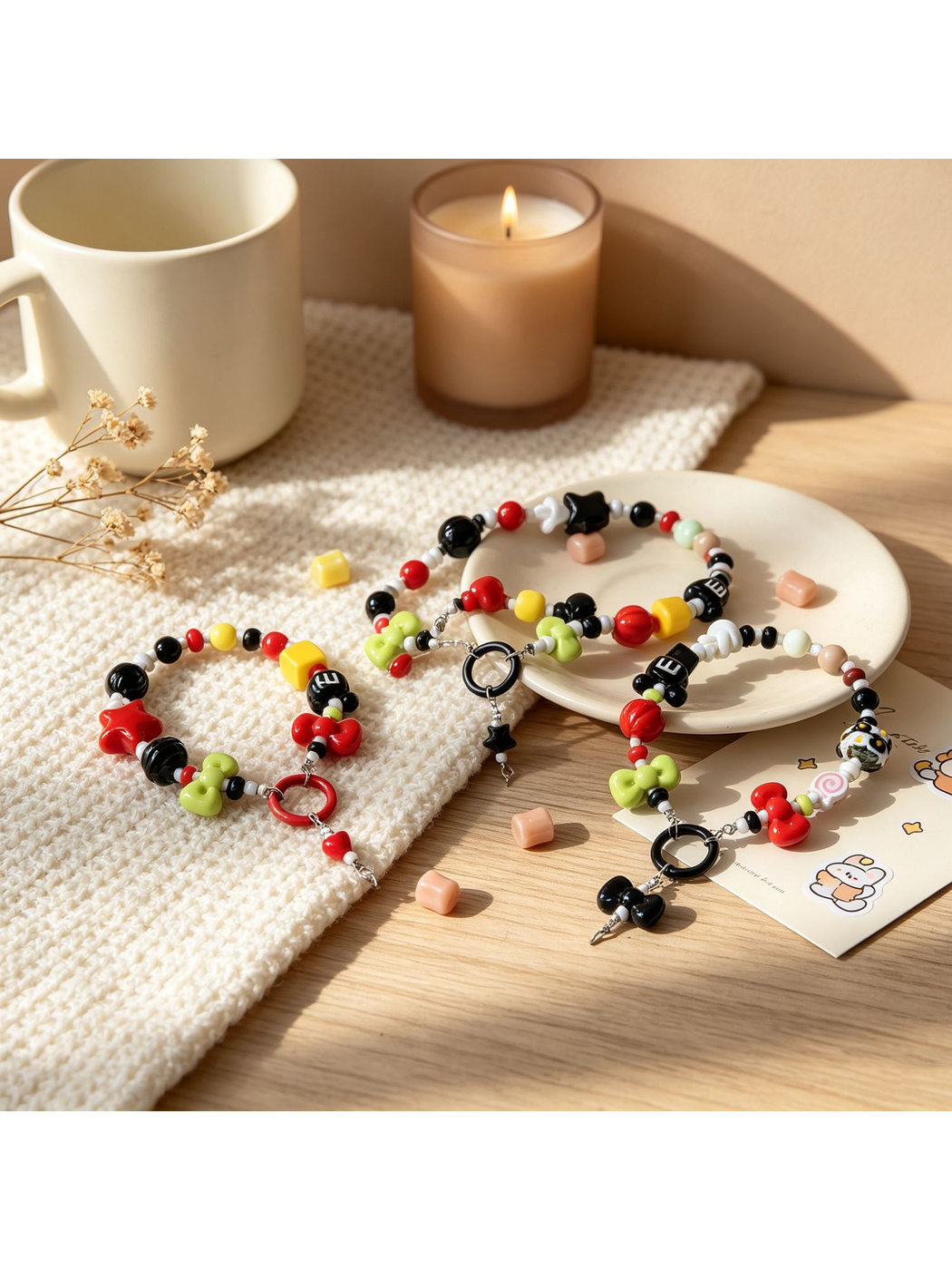 Keypus - Colorful Acrylic Beaded Bag Charm Keychain