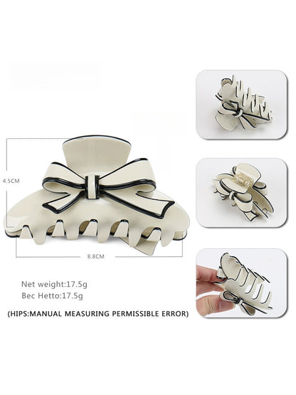 Beau - Acetate Fiber Bow Edge Trim Claw Clip