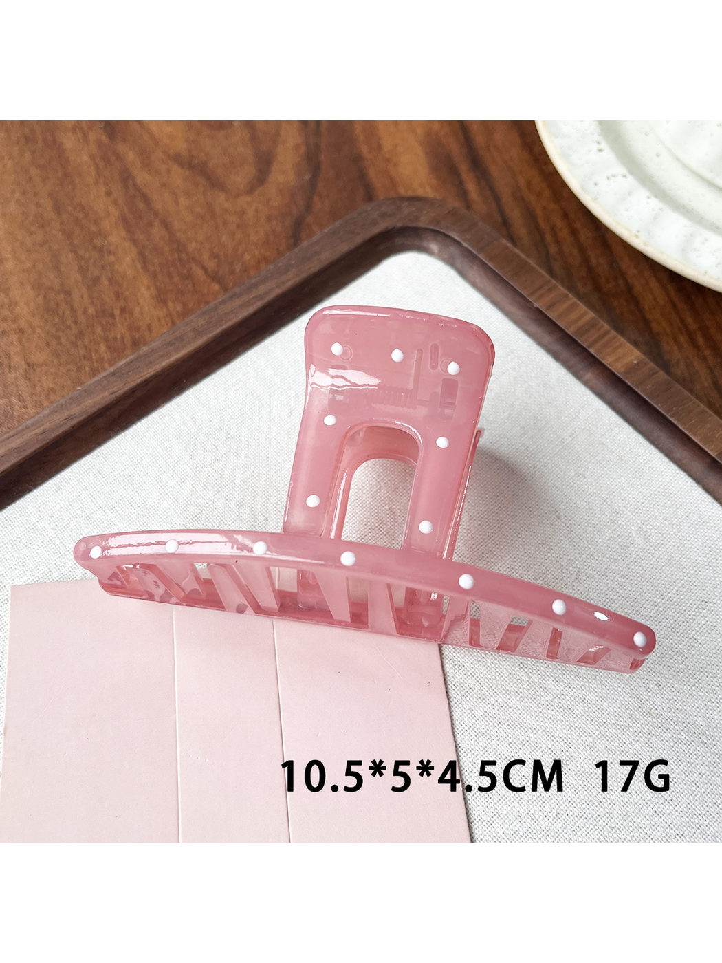 Beau - Lacquered Polka Dot Ring Accent Claw Clip